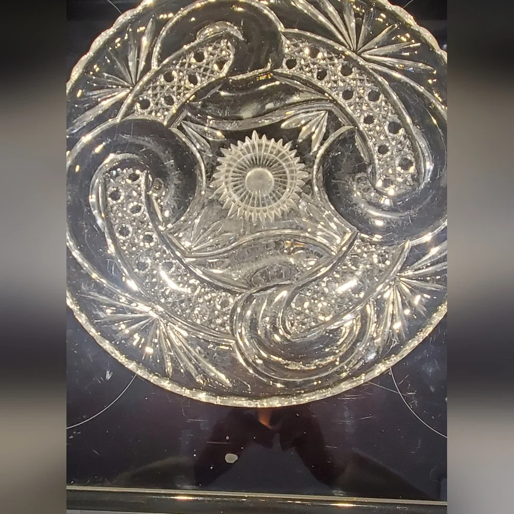 West Virginia Glass Company No. 213 AKA Scroll Cane Band Cake Stand Circa 1895